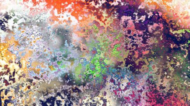 Soyut pas benzeri organik doku, canlı mermer renkler, paslanmış metal yüzey etkisi ve anlamlı kaotik desen.