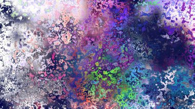 Soyut pas benzeri organik doku, canlı mermer renkler, paslanmış metal yüzey etkisi ve anlamlı kaotik desen.