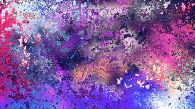 Soyut pas benzeri organik doku, canlı mermer renkler, paslanmış metal yüzey etkisi ve anlamlı kaotik desen.