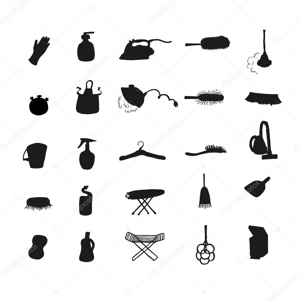 Set icon of cleaning service