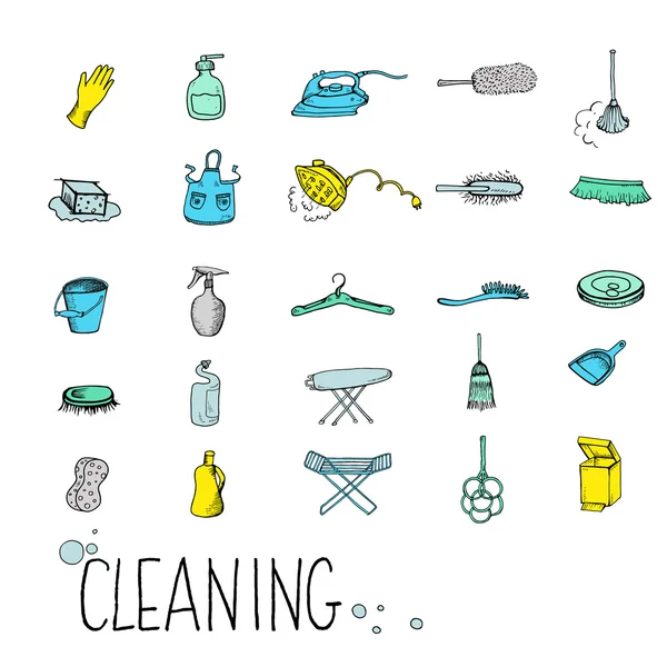 Conjunto ícone de serviço de limpeza — Vetor de Stock