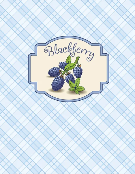 Menu van blackberry sticker met tak en bladeren — Stockvector