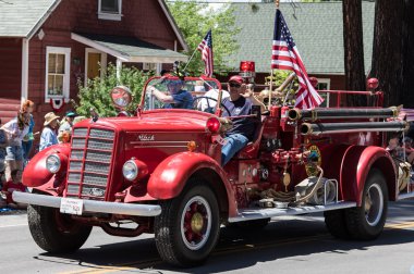 Vintage Firetruck on Parade clipart