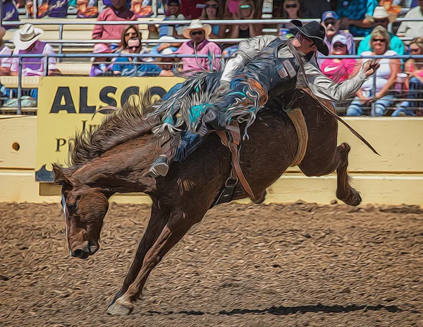 Een Bronc Rider bezit op strakke — Stockfoto