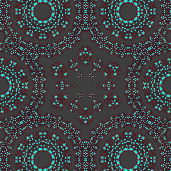 Seamless circles pattern turquoise red brown gray