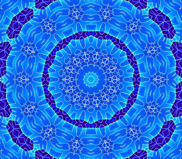 シームレス花柄サークル飾りブルー ホワイト — ストック写真