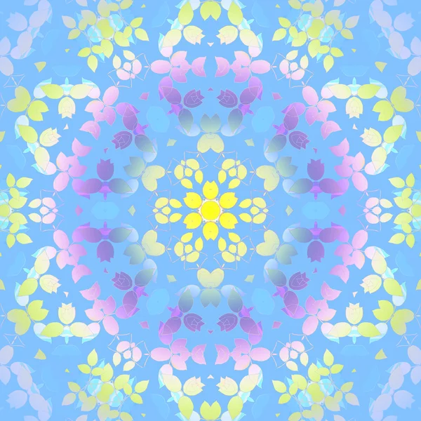 Motif floral sans couture bleu jaune rose — Photo