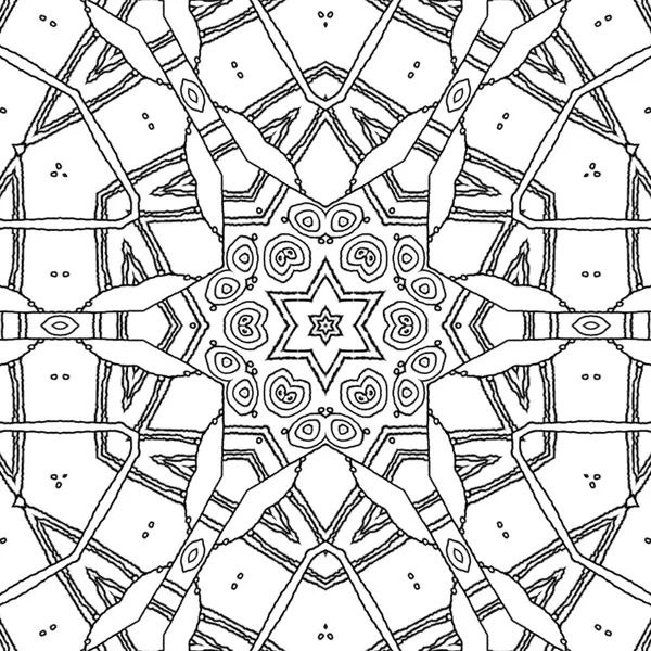 Desenho para colorir mandala estrela e ornamento hexágono — Fotografia de Stock