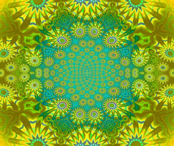 Seamless floral pattern turquoise yellow green