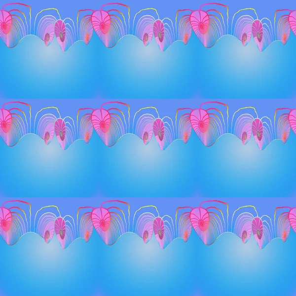 シームレス パターン青ピンク紫赤 — ストック写真