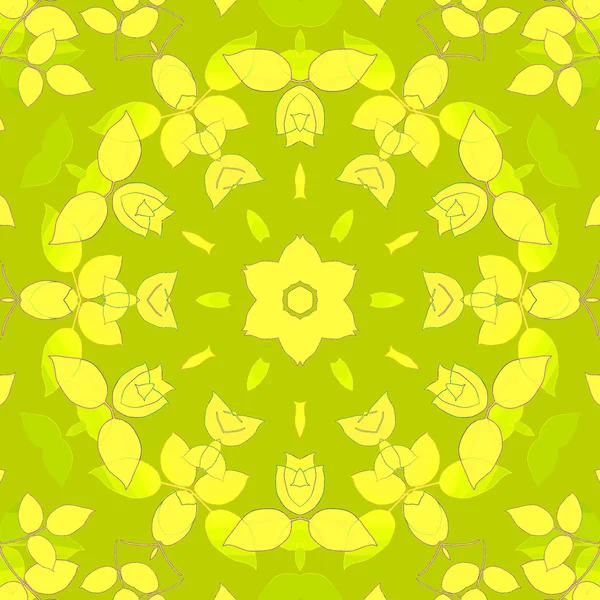 Бесшовный цветочный узор желтый лайм зеленый — стоковое фото