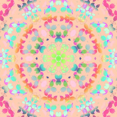 Sorunsuz çiçek süsleme pembe üzerinde çok renkli