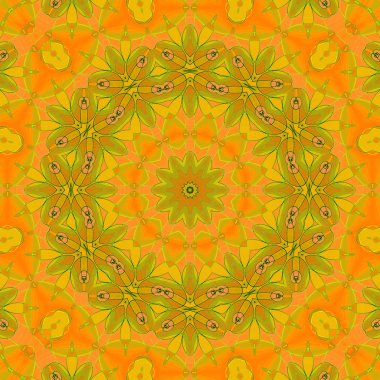 Kesintisiz Daire çiçek süsleme sarı turuncu koyu sarı kahverengi