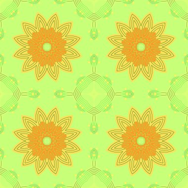 Sorunsuz simetrik çiçekleri kireç yeşil turuncu sarı