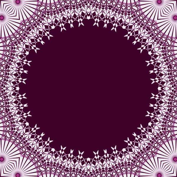 Espace de copie violet rond sans couture encadré avec motif en dentelle blanche — Photo