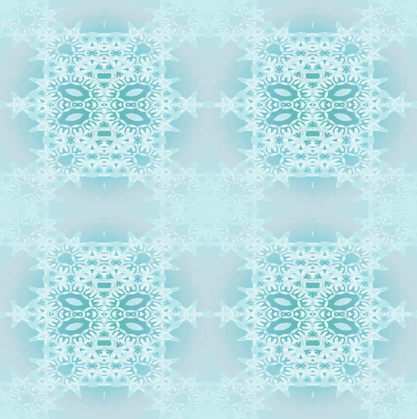 Seamless ornaments turquoise and white on light gray blurred