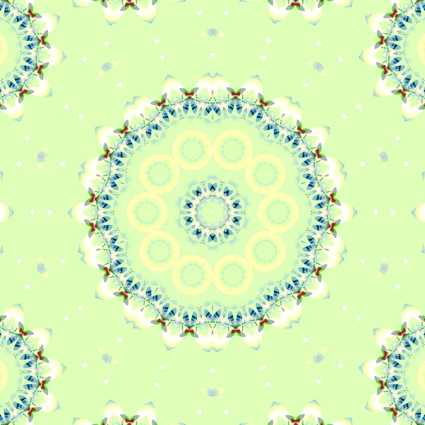 Seamless floral circle ornament pastels green