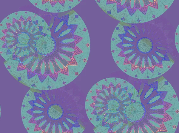 Бесшовный цветочный узор фиолетовый бирюзовый зеленый — стоковое фото