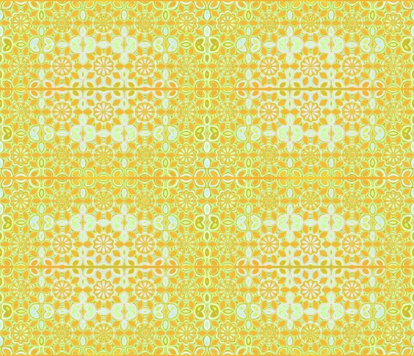 Seamless floral pattern yellow orange green — Stockfoto