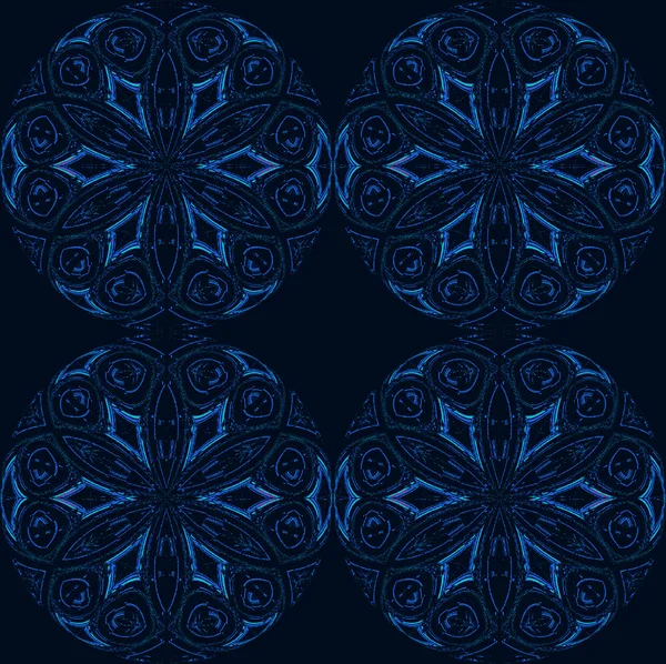 Seamless floral circles pattern blue black — Stockfoto