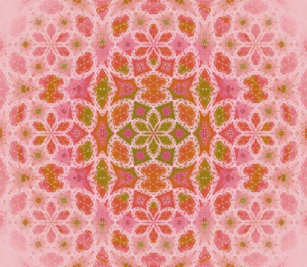 Seamless floral pattern pink red green — ストック写真