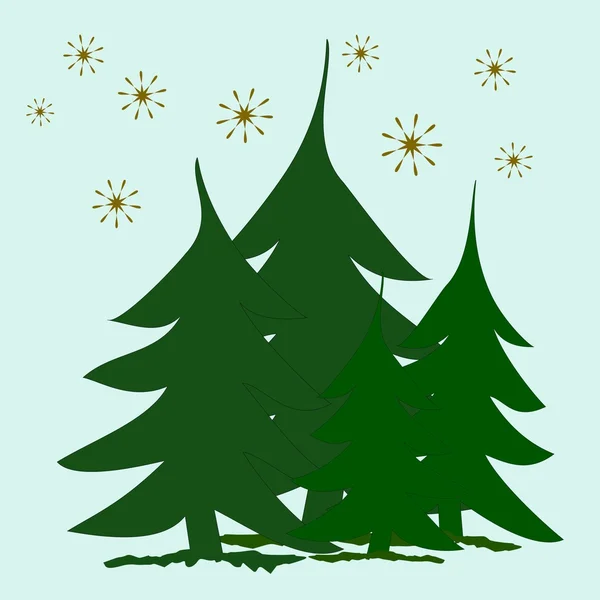 Green fir trees and stars — 스톡 사진