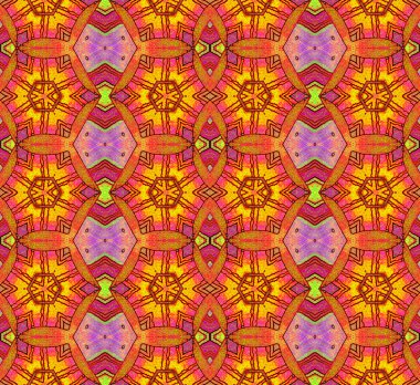 Seamless hexagon pattern yellow red purple