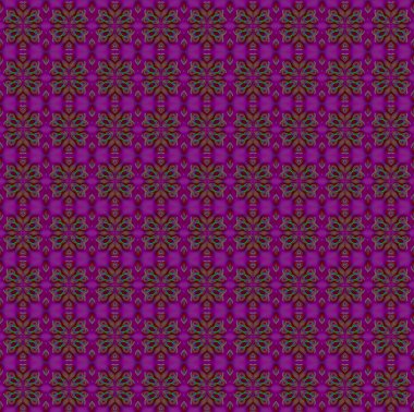 Sorunsuz çiçek desenli mor yeşil kahverengi