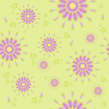 Sorunsuz çiçek desenli mor yeşil