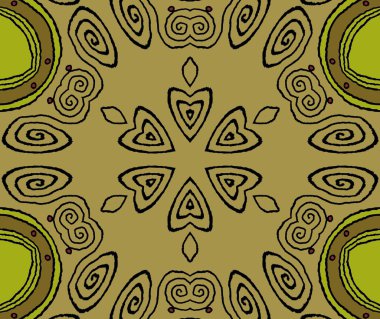 Seamless spiral pattern gold olive green black