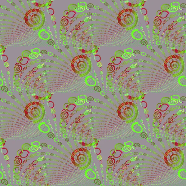 Seamless spiral pattern green red gray — ストック写真