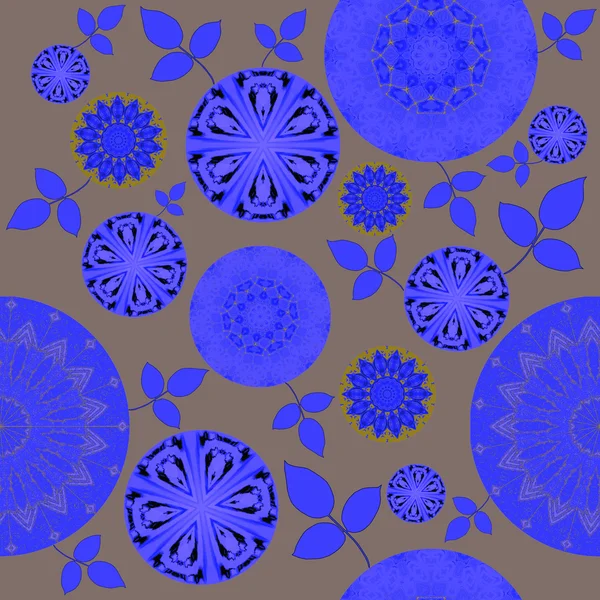 Άνευ ραφής λουλουδάτο μοτίβο μπλε μοβ-γκρι ασημί — Φωτογραφία Αρχείου