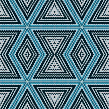 Seamless triangle and diamond pattern turquoise blue black white clipart