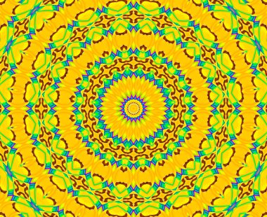 Sorunsuz konsantrik çiçek süsleme sarı mavi