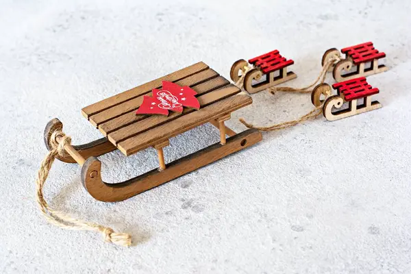 Sled Madeira Decorativa Para Decoração Para Natal Decoração Natal Brinquedos — Fotografia de Stock