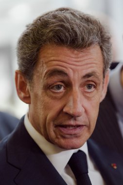 Nicolas Sarkozy during a visit to the former clandestine detention center of the Navy School in Buenos Aires clipart