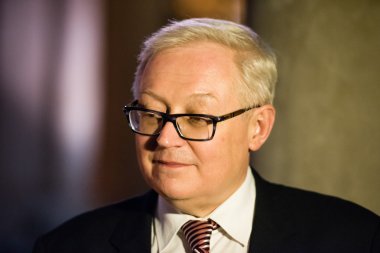 Sergei Ryabkov during the ceremony for opening an exhibition clipart