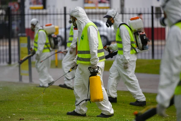 Zaměstnanci fumigaci na Aedes aegypti komáři — Stock fotografie