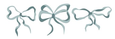 Yeşil kurdele yay vektörü. Şirin moda illüstrasyonu için kaprisli bir klişe. Cilveli estetik seks bandı. Dekoratif el yapımı saç ya da saten bale düğümü. Zarif düğün çizgisi