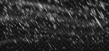 Kar fırtınası etkisi kar yağışı, kar tanelerinin düşüşü şeffaf. Gece gökyüzü ya da rüzgar fırtınası için kış donmuş dokusu. Siyah arkaplanda izole edilmiş parlak ışık deseni.