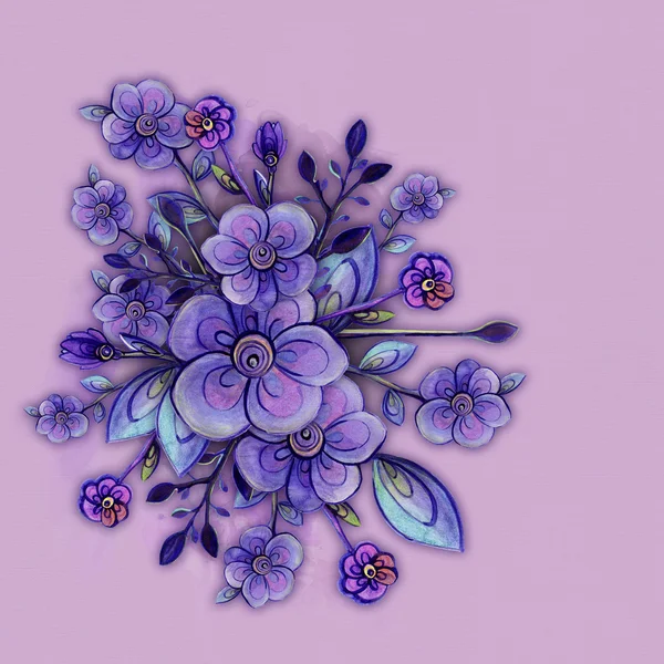 ラスターの紫の色の水彩組成. — ストック写真