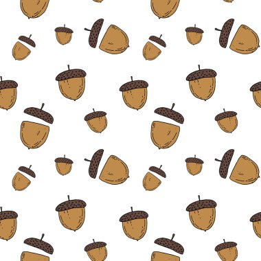 El çizimi beyaz arka plan üzerinde bir meşe palamudu desen.