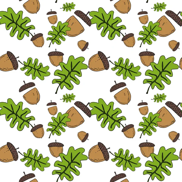 El çizimi beyaz arka plan üzerinde bir meşe palamudu desen.