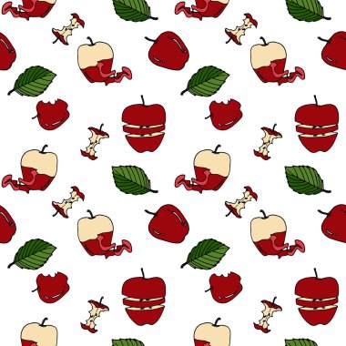 Beyaz arka plan üzerinde çizim el tarafından Apple seamless modeli.