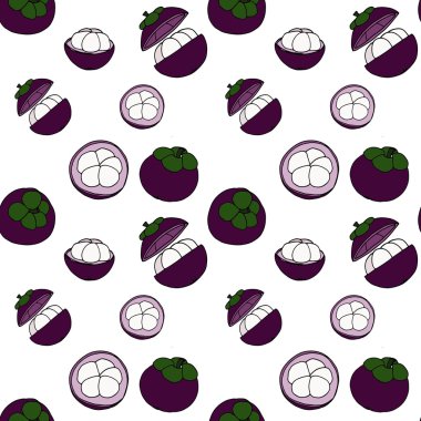 Mango-teen seamless modeli tarafından el beyaz arka plan üzerinde çizimi