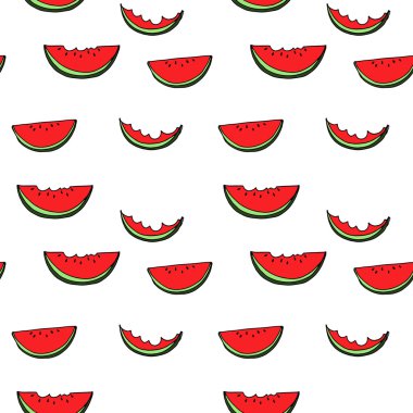 Karpuz seamless modeli tarafından el beyaz arka plan üzerinde çizimi