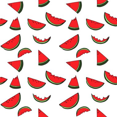Karpuz seamless modeli tarafından el beyaz arka plan üzerinde çizimi