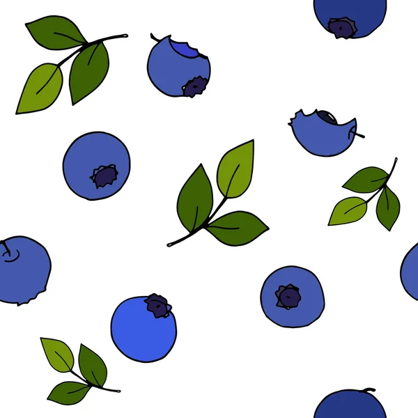 Blueberry wzór przez rysunek na białym tle. — Zdjęcie stockowe