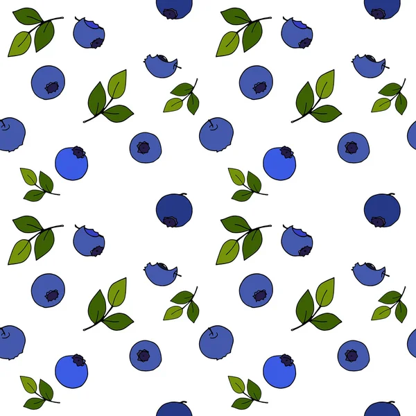 Blueberry wzór przez rysunek na białym tle. — Zdjęcie stockowe