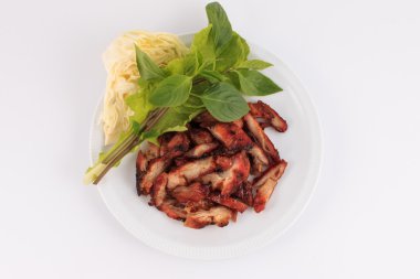 Kömür haşlanmış domuz eti boyun, domuz eti boyun, ızgara kavrulmuş domuz Tay baharatlı ile.